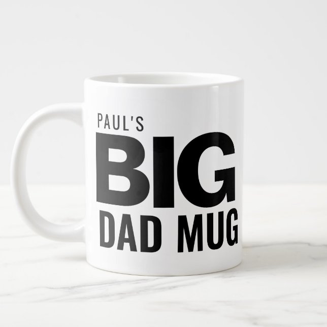 Taza De Café Gigante Moderno nombre personalizado del Día del Padre Mug (Izquierda)