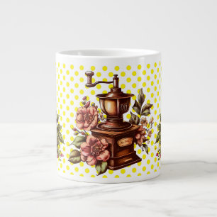 Taza De Café Gigante Molinos de Café Antiguos con Lunares Amarillos
