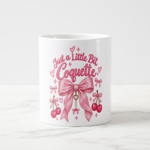 Taza De Café Gigante Monada Rosa Coqueta Lazo Cereza Estética Femenina