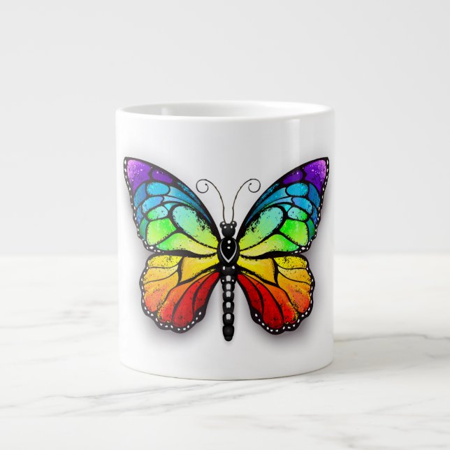 Taza De Café Gigante Monarca de mariposa arcoiris (Frente)