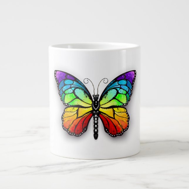 Taza De Café Gigante Monarca de mariposa arcoiris (Frente)
