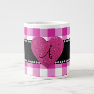 Taza De Café Gigante MONOGRAM Carácter gingham rosa