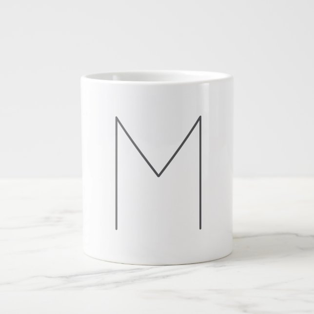 Taza De Café Gigante Monogram Modern Simple Minimalist Plain (Frente)