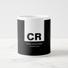 Taza De Café Gigante Monograma blanco negro Crear regalo Personalizado