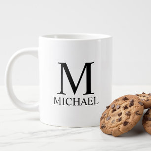 Taza De Café Gigante Monograma clásico personalizado y café gigante d