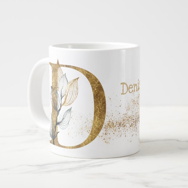 Taza De Café Gigante Monograma "D" Jumbo Mug Soul Crema de Hielo (Izquierda)