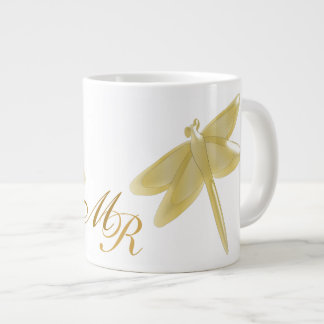 Taza De Café Gigante Monograma de diseño de libélula