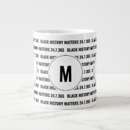 Taza De Café Gigante Monograma de elegante historia NEGRA