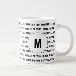 Taza De Café Gigante Monograma de elegante historia NEGRA