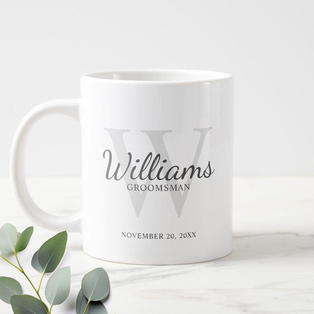 Taza De Café Gigante Monograma de guión personalizado y Groomsmen de no (Subido por el creador)