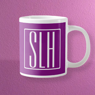 Taza De Café Gigante Monograma de iniciales modernas en negrita 3 Bla