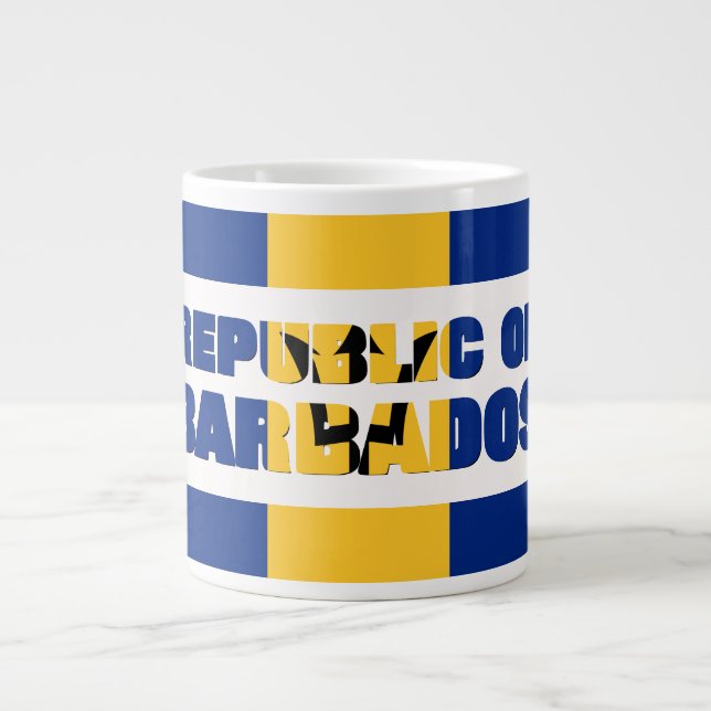 Taza De Café Gigante Monograma de la REPÚBLICA DE BARBADOS (Frente)
