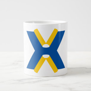 Taza De Café Gigante Monograma de letra X azul y amarillo