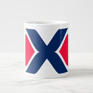 Taza De Café Gigante Monograma de letra X roja y azul