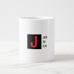 Taza De Café Gigante Monograma de nombre profesional elegante moderno
