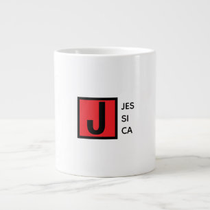 Taza De Café Gigante Monograma de nombre profesional elegante moderno