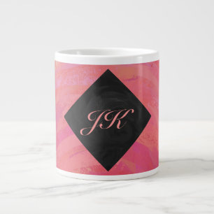 Taza De Café Gigante Monograma de Salmon Swirl
