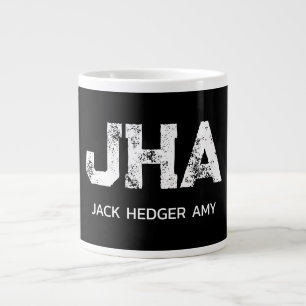 TAZA DE CAFÉ GIGANTE MONOGRAMA DE TRES LETRAS BLANCO MINIMALISTA NOMBRE