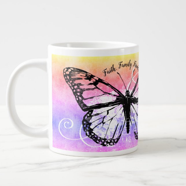 Taza De Café Gigante Monograma del arco iris de los amigos de la (Izquierda)