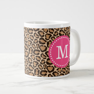 Taza De Café Gigante Monograma del Personalizado de impresión rosa y le