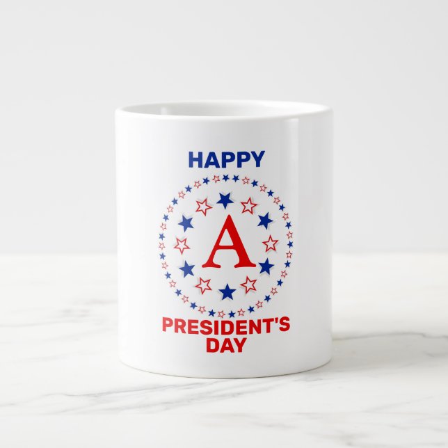 Taza De Café Gigante Monograma del personalizado del Día del Presidente (Frente)