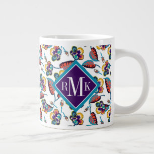 Taza De Café Gigante Monograma  Diseño brillante de Hibiscus