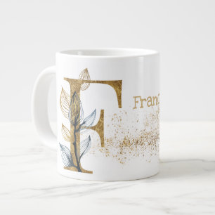 Taza De Café Gigante Monograma "F" Jumbo Mug Soul Crema de Hielo