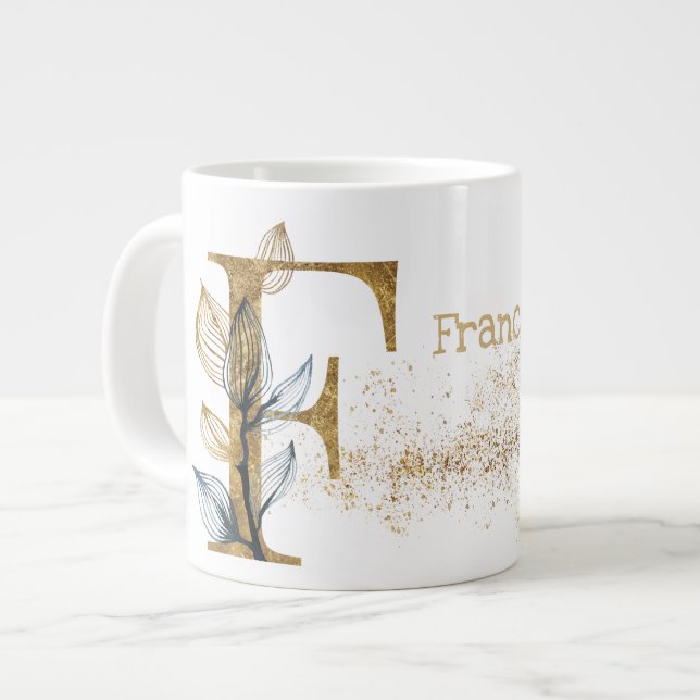 Taza De Café Gigante Monograma "F" Jumbo Mug Soul Crema de Hielo (Izquierda)