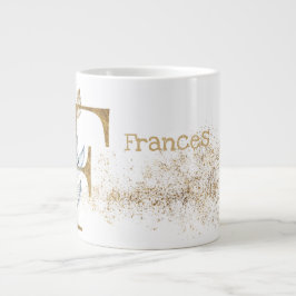 Taza De Café Gigante Monograma "F" Jumbo Mug Soul Crema de Hielo