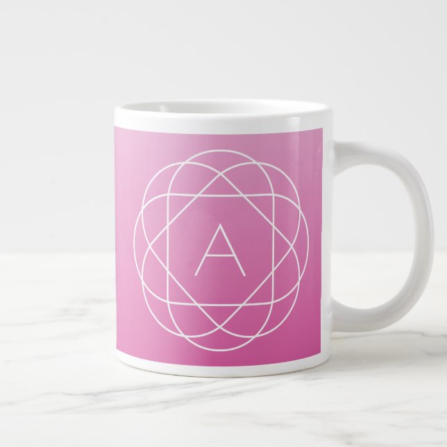 Taza De Café Gigante Monograma geométrico con forma de flor | Ómbre som (Derecha)