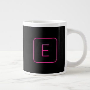 Taza De Café Gigante Monograma inicial con estilo moderno   Rosa y negr