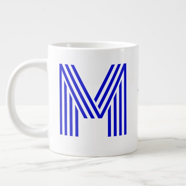 Taza De Café Gigante Monograma inicial y nombre personalizado | Jumbo G (Izquierda)