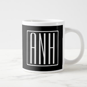 Taza De Café Gigante Monograma Iniciales 3 Letras Modernas en Negrita  