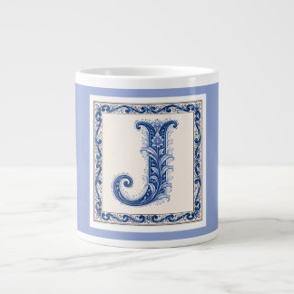 Taza De Café Gigante Monograma J de Herencia Noruega - Azul