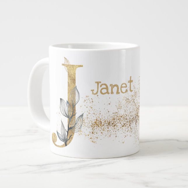 Taza De Café Gigante Monograma "J" Jumbo Mug Soul Crema de Hielo (Izquierda)