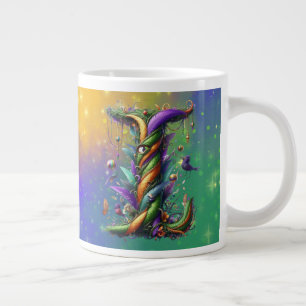 Taza De Café Gigante Monograma Mardi Gras Inicial I