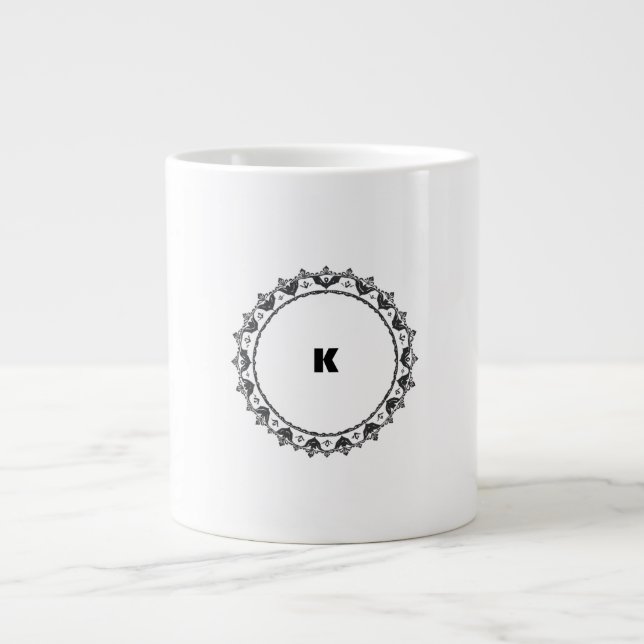 Taza De Café Gigante Monograma Minimalista moderno (Frente)