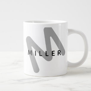 Taza De Café Gigante Monograma moderno Miller Jumbo Mug