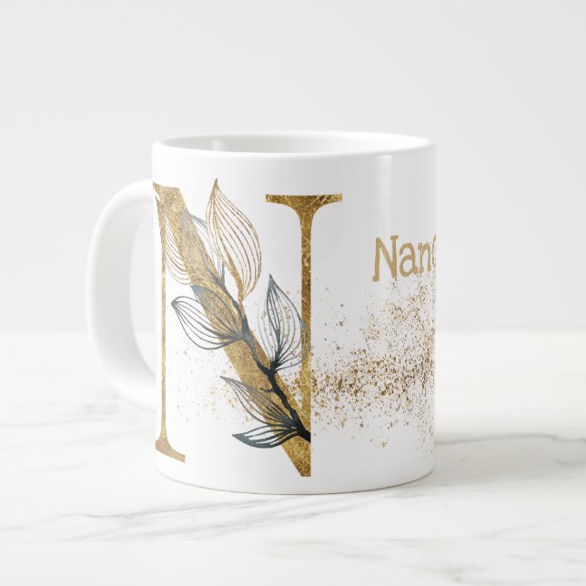 Taza De Café Gigante Monograma "N" Jumbo Mug Soul Crema De Hielo (Izquierda)