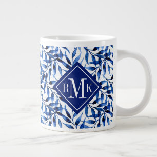 Taza De Café Gigante Monograma Patrón de tinta de color de agua pinta