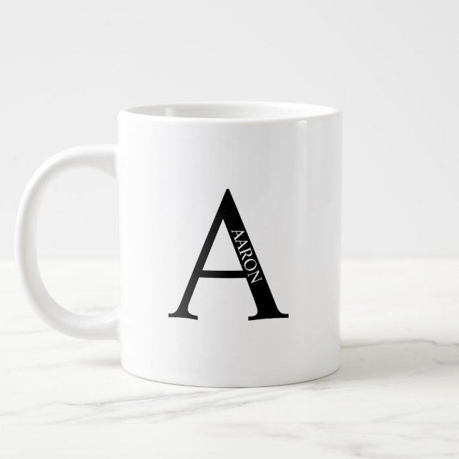 Taza De Café Gigante Monograma personalizado y nombre gigante café Mug (Izquierda)