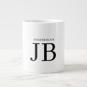 Taza De Café Gigante Monograma Profesional Negro Blanco