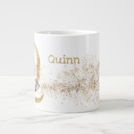 Taza De Café Gigante Monograma "Q" Jumbo Mug Soul Crema de Hielo