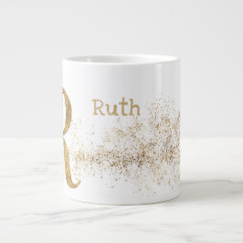 Taza De Café Gigante Monograma "R" Jumbo Mug Soul Crema de Hielo