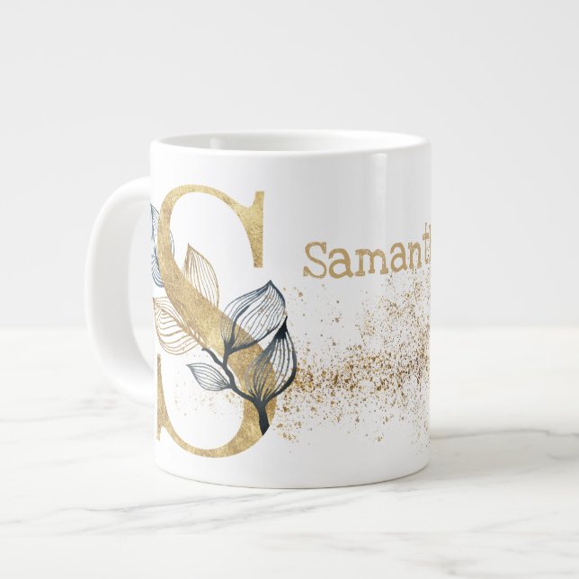 Taza De Café Gigante Monograma "S" Jumbo Sopa De Mugre Crema De Hielo (Izquierda)