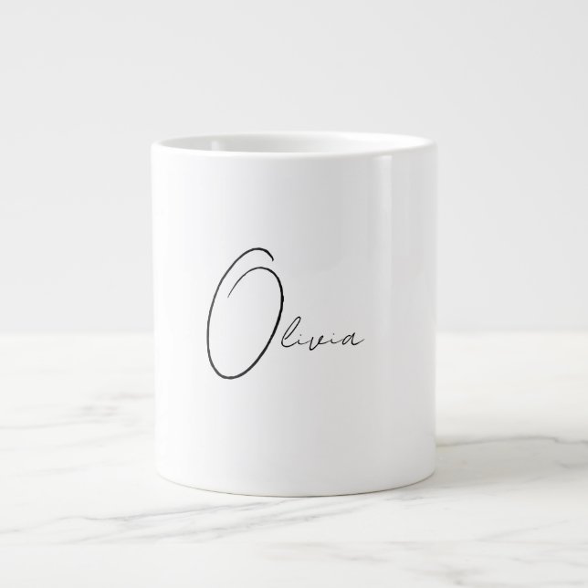 Taza De Café Gigante Monograma simple y elegante personalizado (Frente)