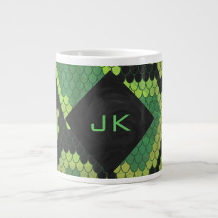 Taza De Café Gigante Monograma Snake Verde y Negro