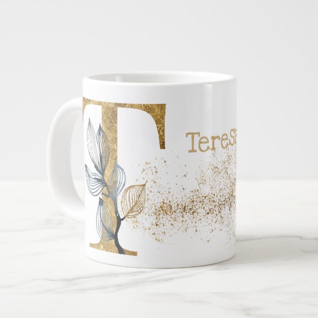 Taza De Café Gigante Monograma "T" Jumbo Mug Soul Crema de Hielo (Izquierda)