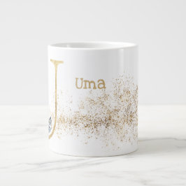 Taza De Café Gigante Monograma "U" Jumbo Mug Soul Crema De Hielo