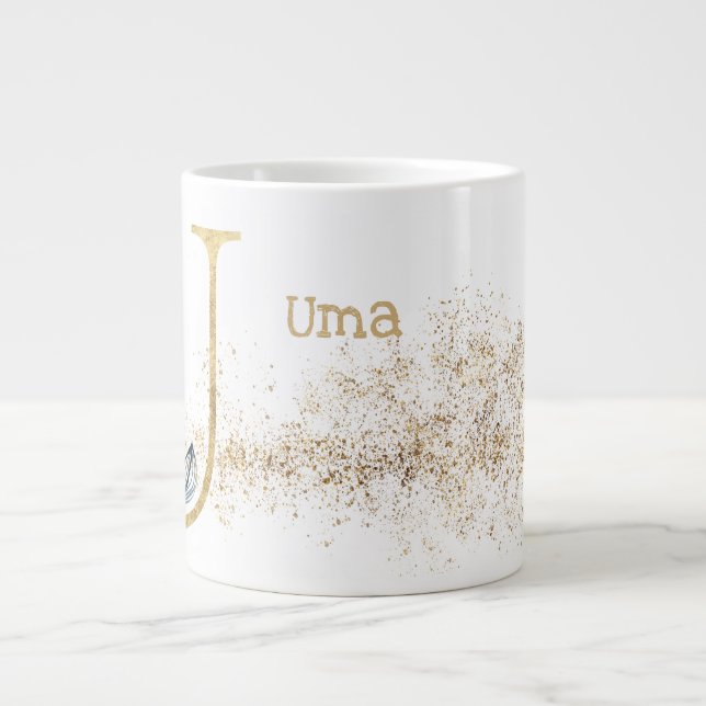 Taza De Café Gigante Monograma "U" Jumbo Mug Soul Crema De Hielo (Frente)